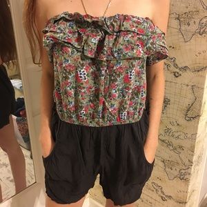 Black and Floral Romper
